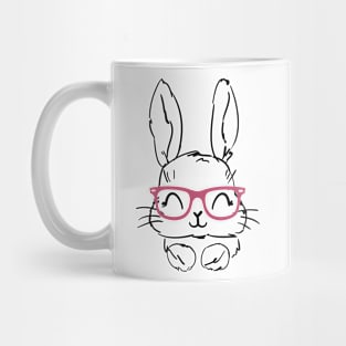 Bunny Easter Pink Glasses, Cute Easter Day Mug